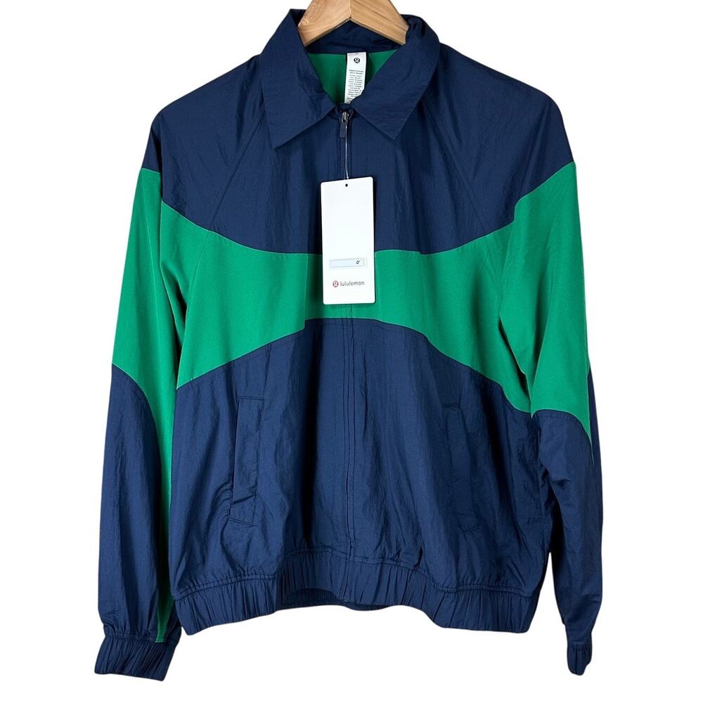 Lululemon Nylon Collared Jacket Retro Remix Set Club Blue/Green Womens Large NWT